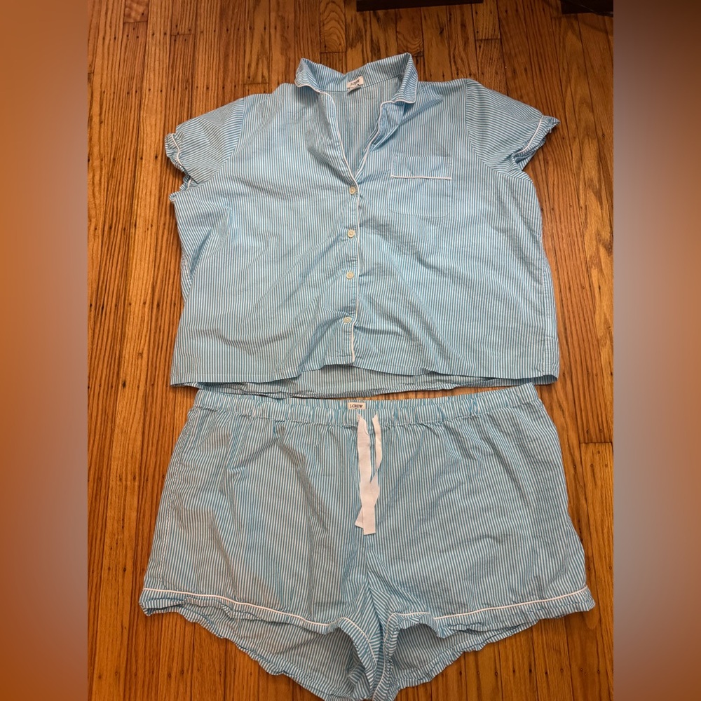J Crew Blue Striped Women's Pajama Set